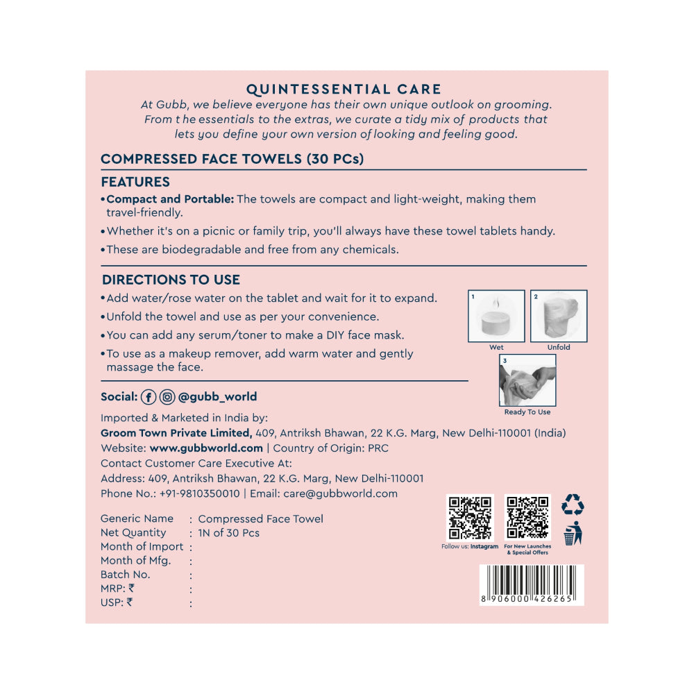 COMPRESSED FACE TOWELS
