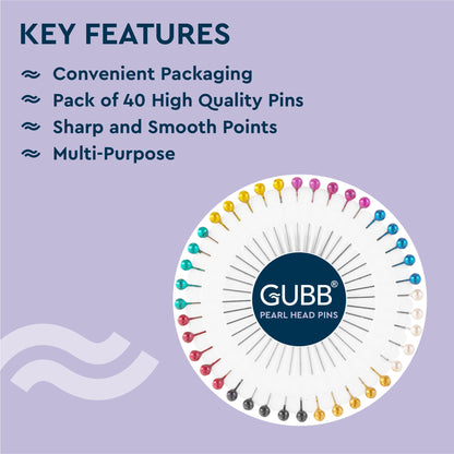 GUBB PEARL HEAD PIN (MULTI COLOR)38 MM(PACK OF 40)