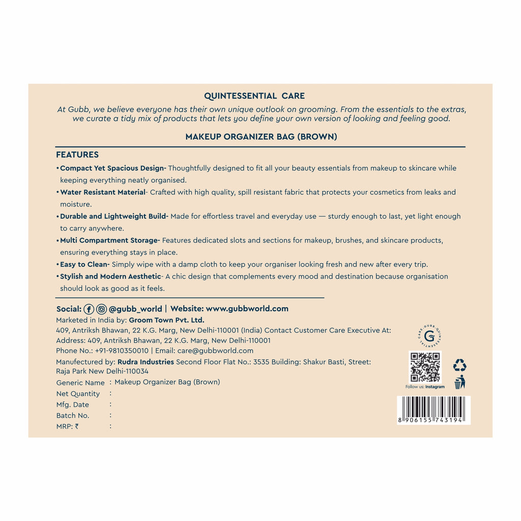 Makeup Organiser Bag Brown