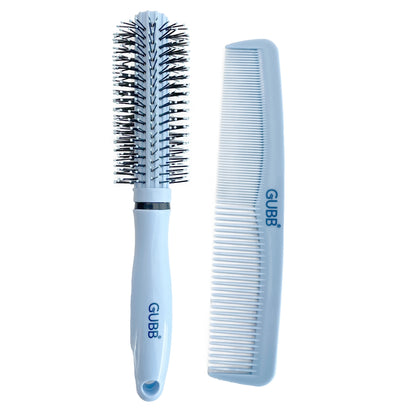 GUBB GROOMING COMBO 1N ROUND HAIR BRUSH + HAIR COMB (SANTORINI HUES) GB-LH-037