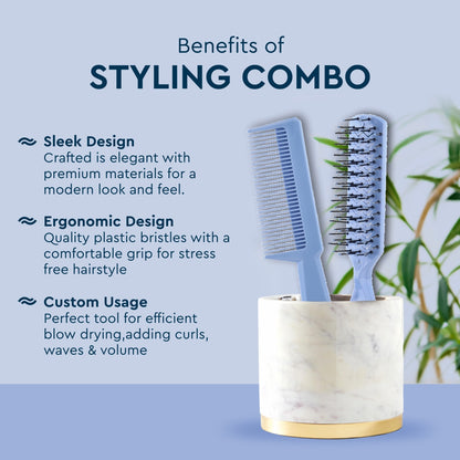GUBB STYLING COMBO 1N VENT HAIR COMB + 1N HAIR BRUSH (SANTORINI HUES) GB-LH-036