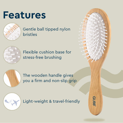 GUBB OVAL HAIR BRUSH GB-LH-041 ( WOODEN HUES)