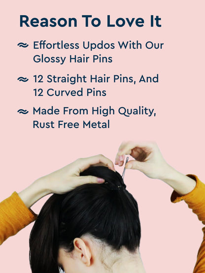 GUBB HAIR PIN 4.5CM 24 PCS (12 PCS STRAIGHT & 12 CURVED)