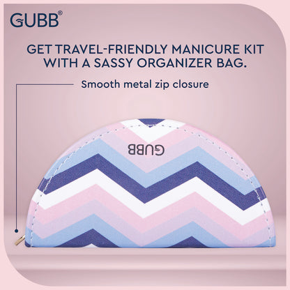 GUBB MANICURE SET-2PCS NAIL FILE +1PC CUTICLE TRIMMER+1PC NAIL CLIP+1PC SCISSOR+1PC ORGANIZER BAG