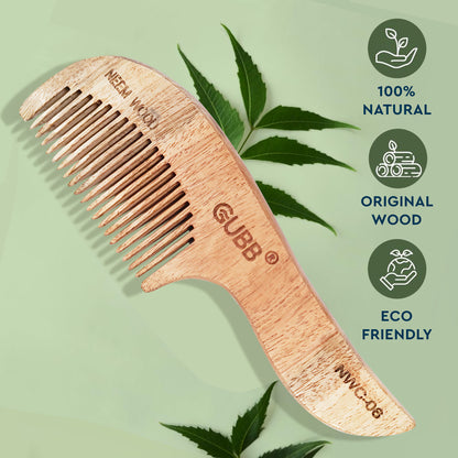GUBB SMALL HANDLE NEEM WOOD COMB NWC-06