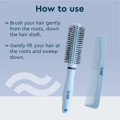 GUBB GROOMING COMBO 1N ROUND HAIR BRUSH + HAIR COMB (SANTORINI HUES) GB-LH-037