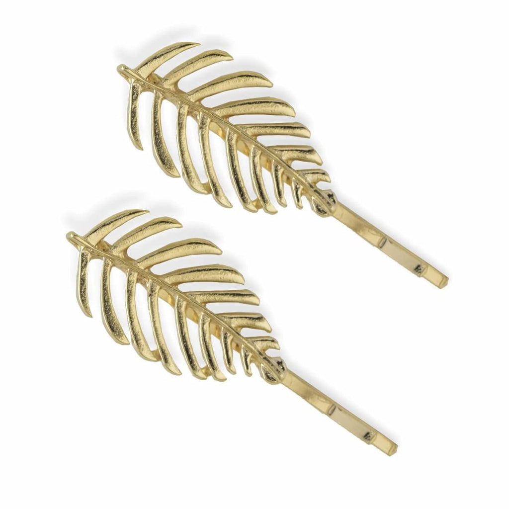 Golden Glory Leaf Hair Clips