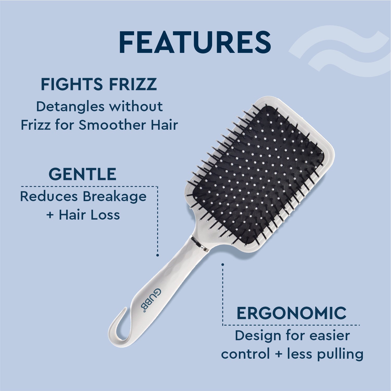Serenity Hues Paddle Hair Brush With Hook