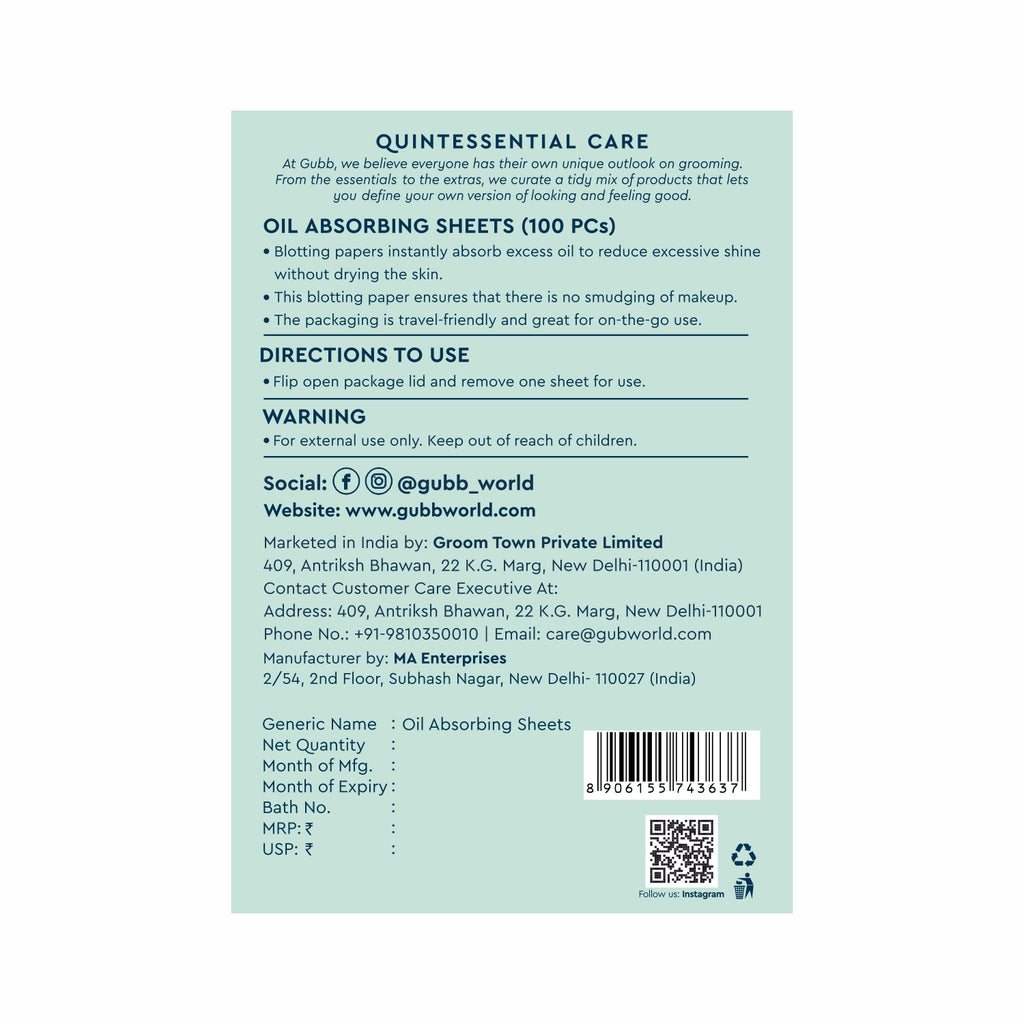 Oil Absorbing Sheets 100 Pcs