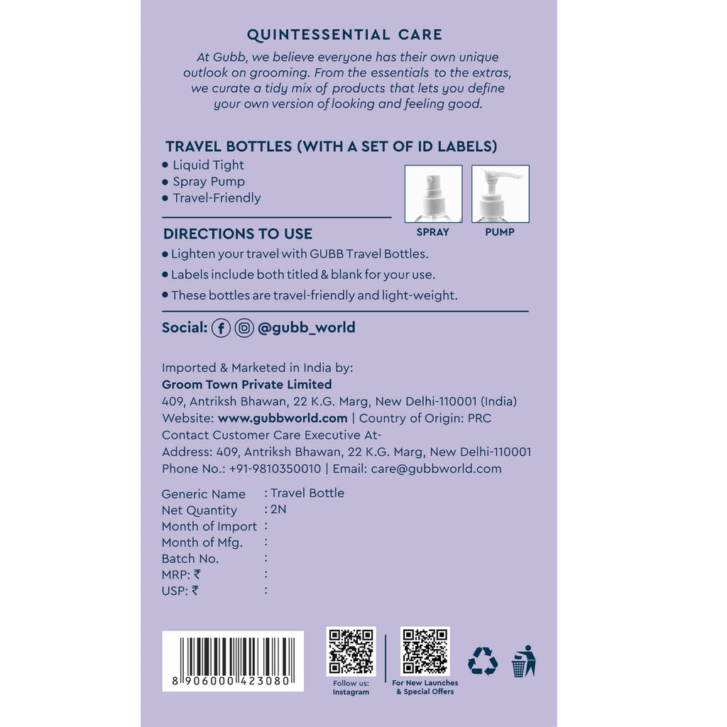 Travel Bottles (Pack Of 2)
