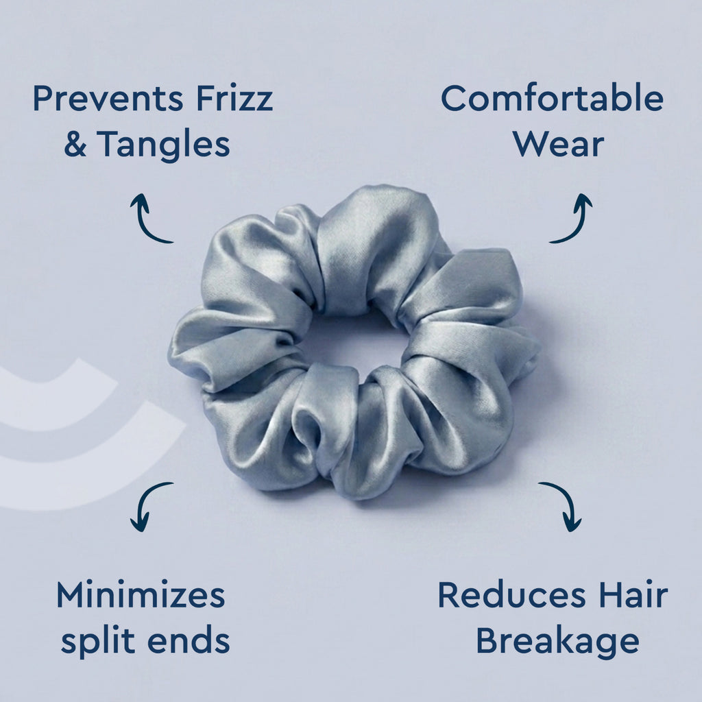 Grey Satin Scrunchie
