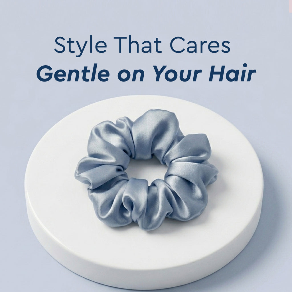 Grey Satin Scrunchie