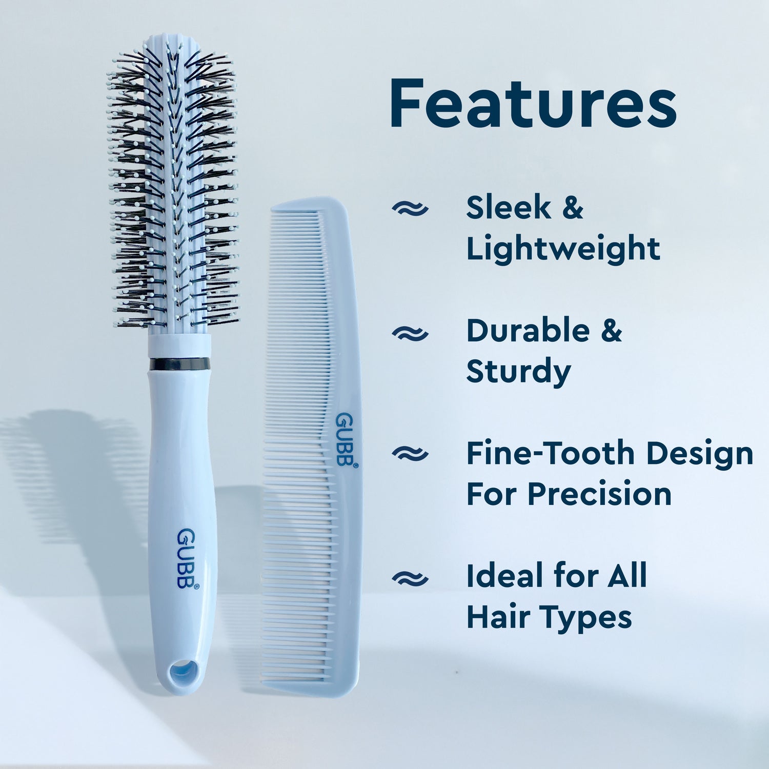 Santorini Hues Styling Combo (Round Hair Brush & Hair Comb)