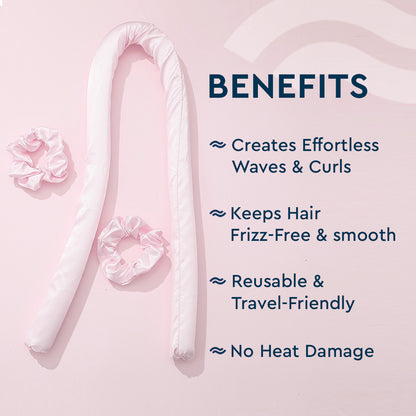 Heat-Free Hair Curler - Voluminous & Long Lasting Curls | 1 Hair Ribbon & 2 Scrunchies