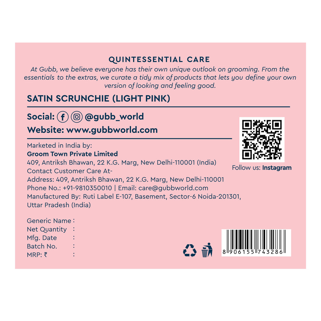 Light Pink Satin Scrunchie