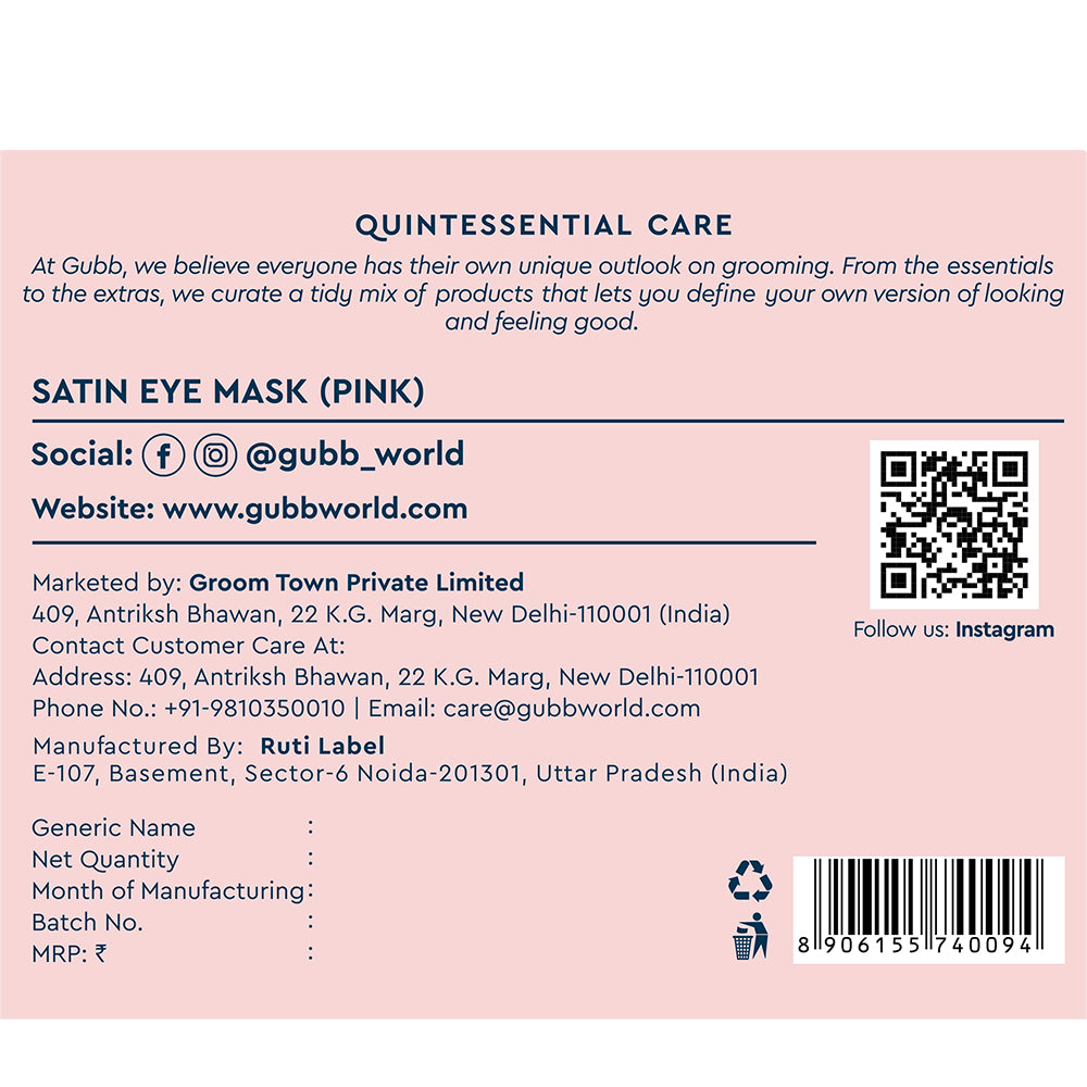 PINK SATIN EYE MASK